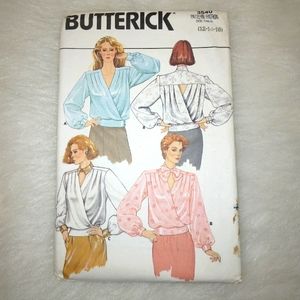BUTTERICK 3540 Sz 12-14-16 Midses loose fitting mock wrap blouse, very 1980s